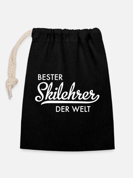 Skilehrer - Verschließbarer Geschenkbeutel aus Baumwolle (14x20cm) - Schwarz