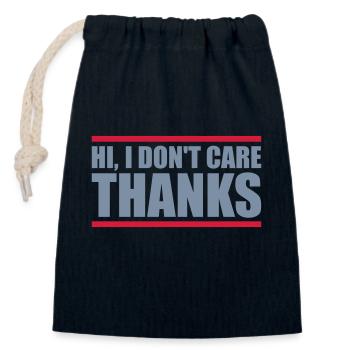 Hi I dont care - Verschließbarer Geschenkbeutel aus Baumwolle (14x20cm) - Navy - Vorne