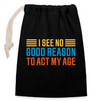 to act my age - Closable cotton gift bag (14x20cm) - black - Front