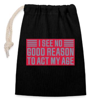 to act my age - Closable cotton gift bag (14x20cm) - black - Front