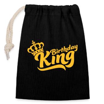 Birthday King Krone Logo - Verschließbarer Geschenkbeutel aus Baumwolle (14x20cm) - Schwarz - Vorne