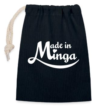 Made in Minga - für echte Münchner Kindl! - Verschließbarer Geschenkbeutel aus Baumwolle (14x20cm) - Navy - Vorne