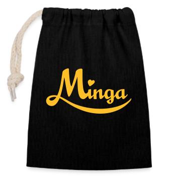 Minga - par amour pour Munich! - Sac cadeau en coton avec cordon (14 x 20 cm) - noir - Devant