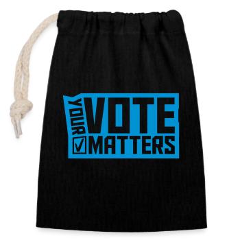 your vote matters quote - Closable cotton gift bag (14x20cm) - black - Front