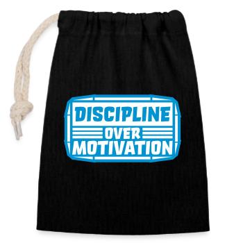 Citation de discipline sur la motivation - Sac cadeau en coton avec cordon (14 x 20 cm) - noir - Devant