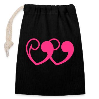 Heart Goosefeet - Closable cotton gift bag (14x20cm) - black - Front