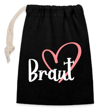 Mariée - Sac cadeau en coton avec cordon (14 x 20 cm) - noir - Devant