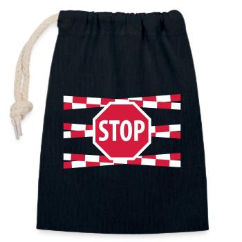 Stop - Verschließbarer Geschenkbeutel aus Baumwolle (14x20cm) - Navy - Vorne