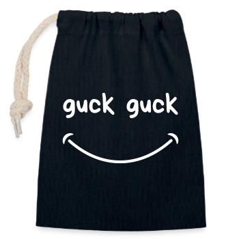 "Guck Guck" mit lächeln - Verschließbarer Geschenkbeutel aus Baumwolle (14x20cm) - Navy - Vorne