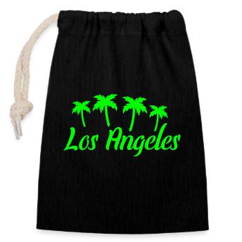 los angeles - Verschließbarer Geschenkbeutel aus Baumwolle (14x20cm) - Schwarz - Vorne