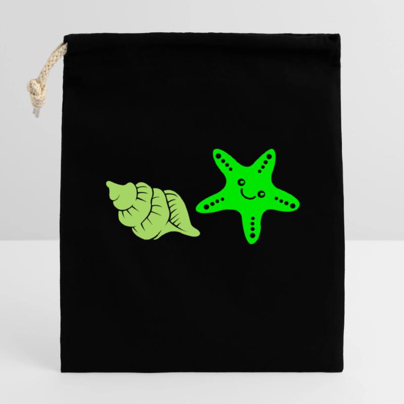 Starfish Shell Closable cotton gift bag (14x20cm)