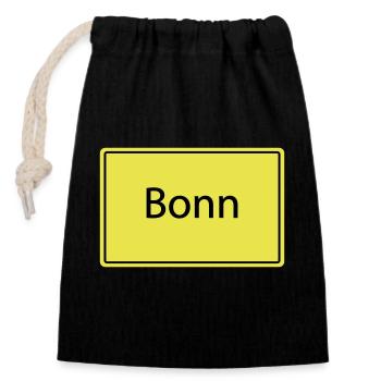 Place sign Bonn - Closable cotton gift bag (14x20cm) - black - Front