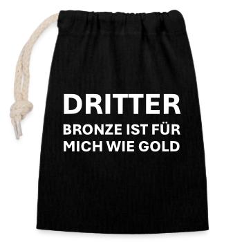Third Branze is like gold for me. - Closable cotton gift bag (14x20cm) - black - Front