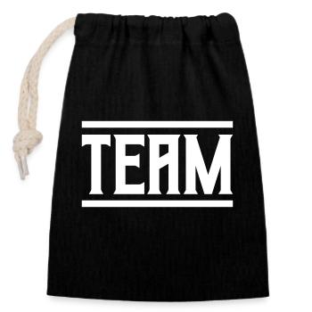 Team 01 - Closable cotton gift bag (14x20cm) - black - Front