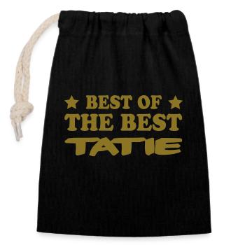 BEST OF THE BEST TATIE - Sac cadeau en coton avec cordon (14 x 20 cm) - noir - Devant