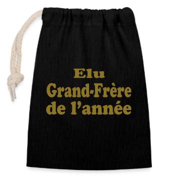 ELU Grand Frère DE L'ANNEE!!!! - Sac cadeau en coton avec cordon (14 x 20 cm) - noir - Devant