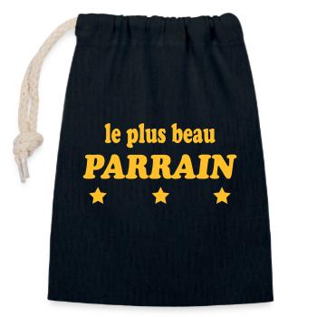 The most beautiful GODFATHER - Closable cotton gift bag (14x20cm) - navy - Front