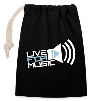 Live for Music Lautsprecher Spruch Leben für Musik - Verschließbarer Geschenkbeutel aus Baumwolle (14x20cm) - Schwarz - Vorne