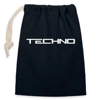 Techno Love Citation Dire Musique Fête Célébrer Logo - Sac cadeau en coton avec cordon (14 x 20 cm) - bleu marine - Devant