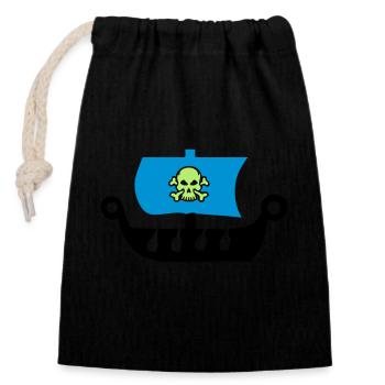 pirate ship - Closable cotton gift bag (14x20cm) - black - Front