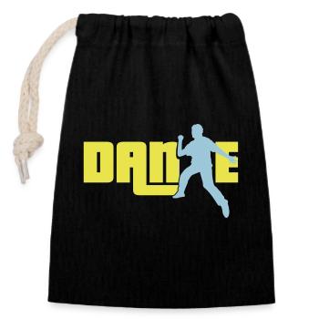 Danse Texte Dancing Homme Silhouette Musique de fête - Sac cadeau en coton avec cordon (14 x 20 cm) - noir - Devant