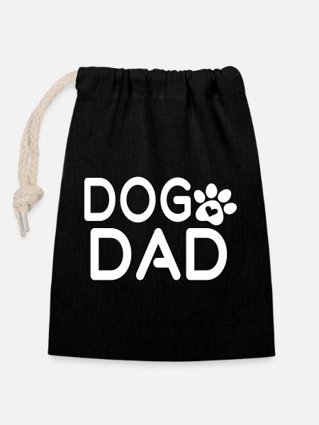 Papa chien - Sac cadeau en coton avec cordon (14 x 20 cm) - noir
