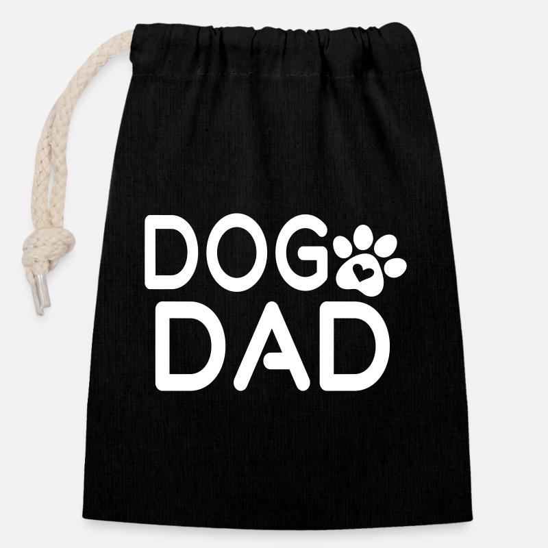 Papa chien - Sac cadeau en coton avec cordon (14 x 20 cm) - noir