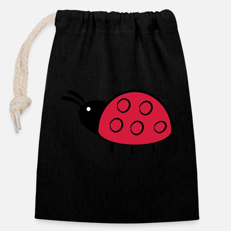 Ladybird - Closable cotton gift bag (14x20cm) - black