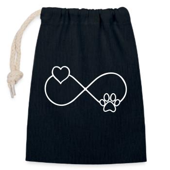 Chien patte amour pour toujours - Sac cadeau en coton avec cordon (14 x 20 cm) - bleu marine - Devant