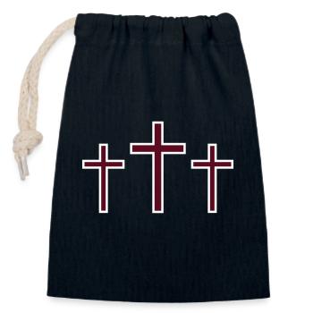 Trois Croix - Sac cadeau en coton avec cordon (14 x 20 cm) - bleu marine - Devant