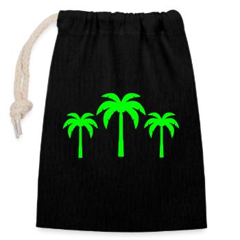 Palm trees - Closable cotton gift bag (14x20cm) - black - Front