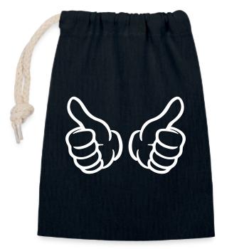 Pouce levé main - Sac cadeau en coton avec cordon (14 x 20 cm) - bleu marine - Devant