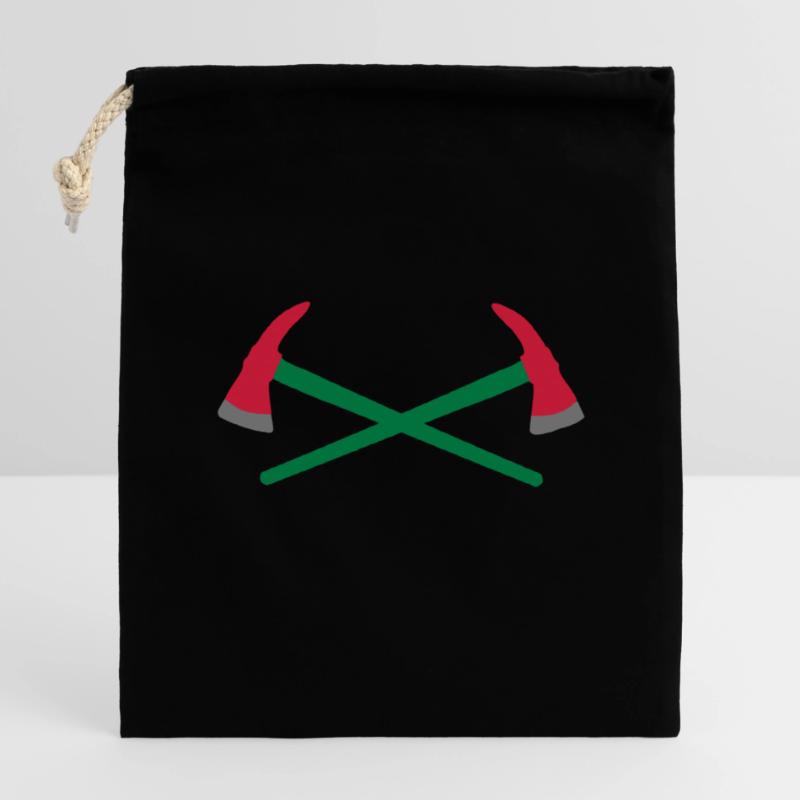 Hache de pompier croisée Sac cadeau en coton avec cordon (14 x 20 cm)