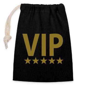 vip 5 star - Sac cadeau en coton avec cordon (14 x 20 cm) - noir - Devant