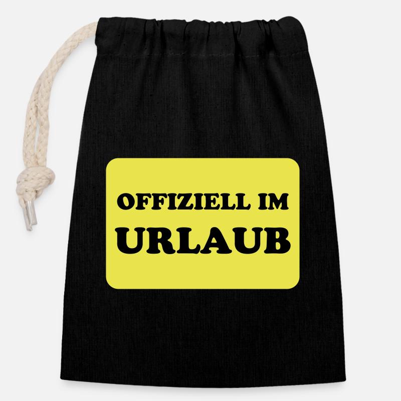 Urlaub - Verschließbarer Geschenkbeutel aus Baumwolle (14x20cm) - Schwarz