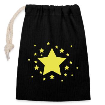 Stars - Closable cotton gift bag (14x20cm) - black - Front
