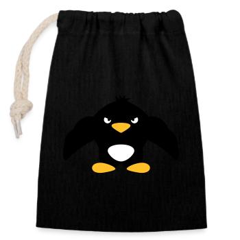 Muscle Penguin - Closable cotton gift bag (14x20cm) - black - Front