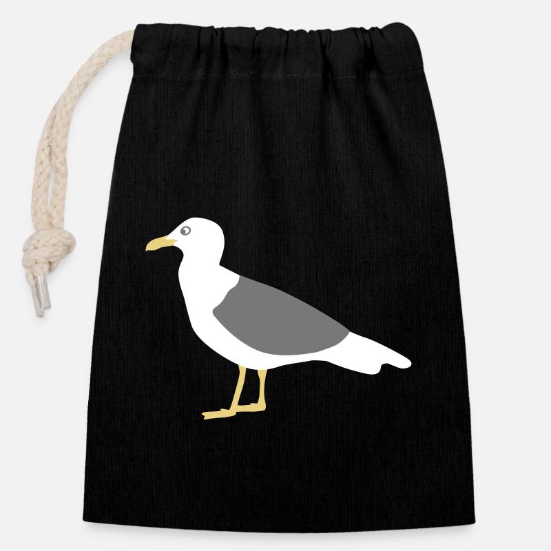 seagull - Closable cotton gift bag (14x20cm) - black