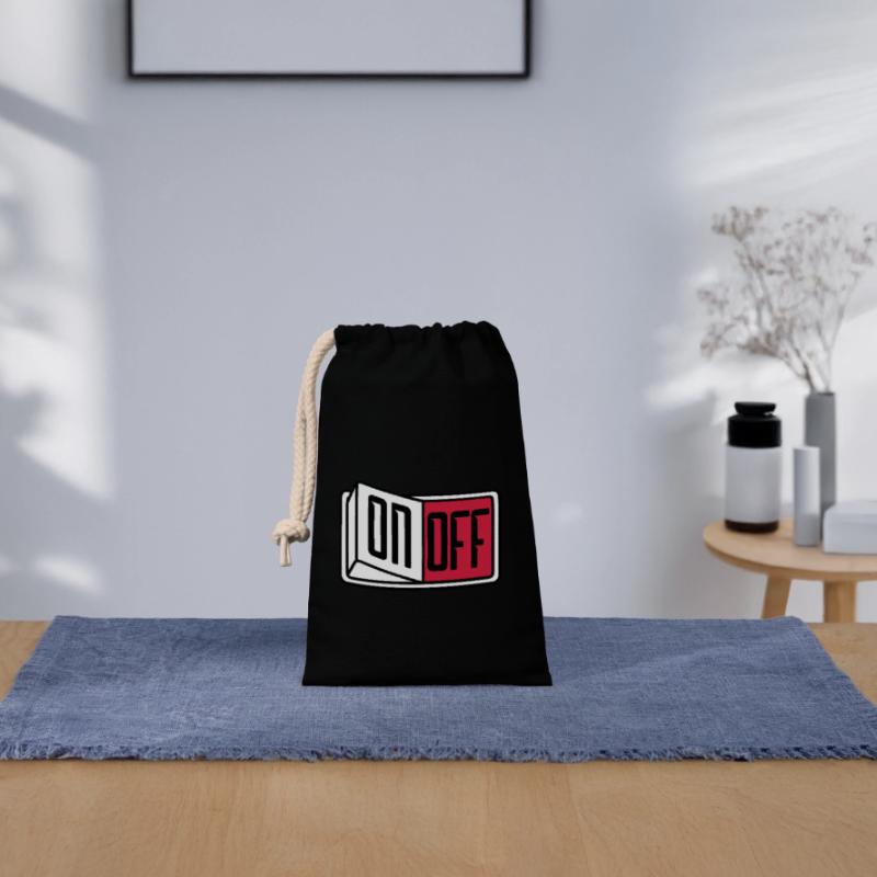 off on switch button button turn off Closable cotton gift bag (14x20cm)
