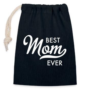 maman - Sac cadeau en coton avec cordon (14 x 20 cm) - bleu marine - Devant