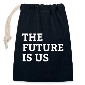 The future is with us - #fridaysforfuture - Closable cotton gift bag (14x20cm) - navy - Front