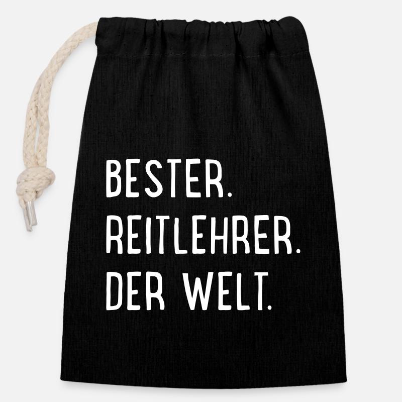 Bester Reitlehrer - Verschließbarer Geschenkbeutel aus Baumwolle (14x20cm) - Schwarz
