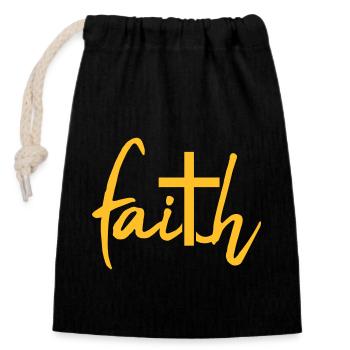 Foi Faith Croix - Sac cadeau en coton avec cordon (14 x 20 cm) - noir - Devant