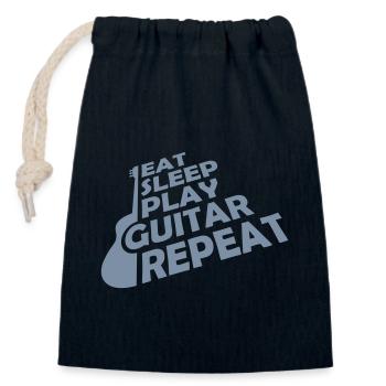 Manger Dormir Jouer de la guitare - Sac cadeau en coton avec cordon (14 x 20 cm) - bleu marine - Devant