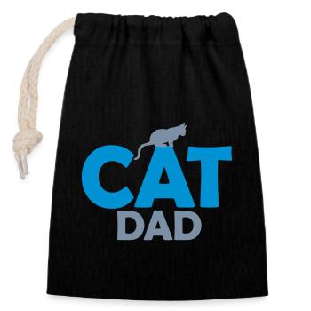 Cat Dad Logo Design - Verschließbarer Geschenkbeutel aus Baumwolle (14x20cm) - Schwarz - Vorne