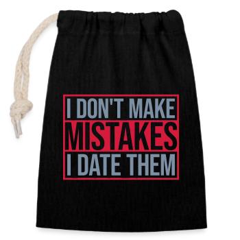 Date Mistakes Zitat Logo - Verschließbarer Geschenkbeutel aus Baumwolle (14x20cm) - Schwarz - Vorne