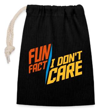 I dont care fact - Verschließbarer Geschenkbeutel aus Baumwolle (14x20cm) - Schwarz - Vorne