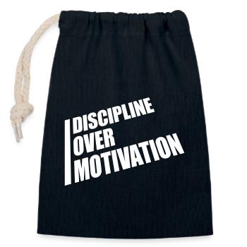 Citation de discipline sur la motivation - Sac cadeau en coton avec cordon (14 x 20 cm) - bleu marine - Devant
