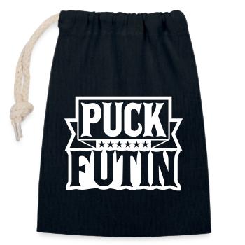 puck futin logo design - Closable cotton gift bag (14x20cm) - navy - Front