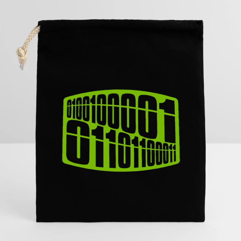 Langage de programme de code binaire Sac cadeau en coton avec cordon (14 x 20 cm)